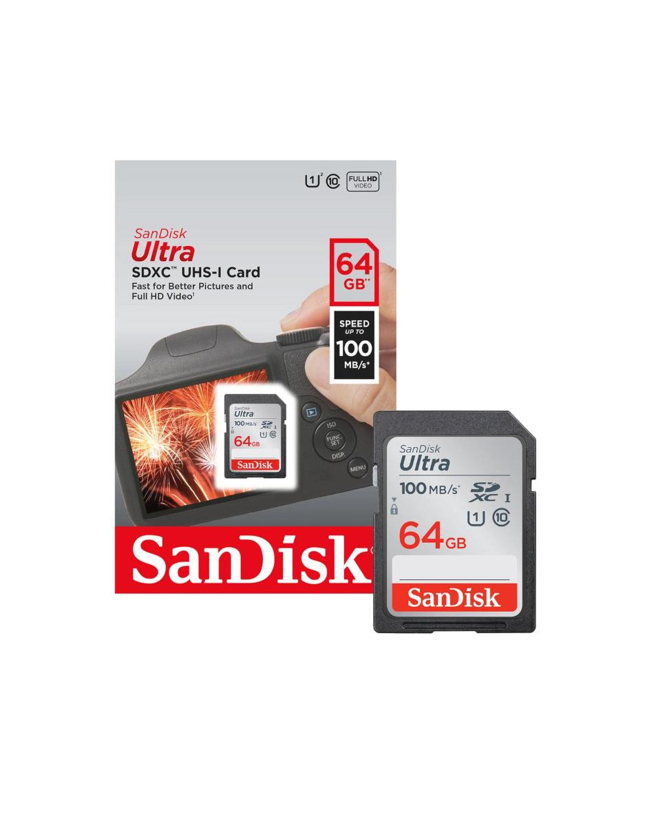 Tarjeta SD 64GB Sandisk Ultra Clase 10 Video Full HD SDSDUNR-064G-GN6IN