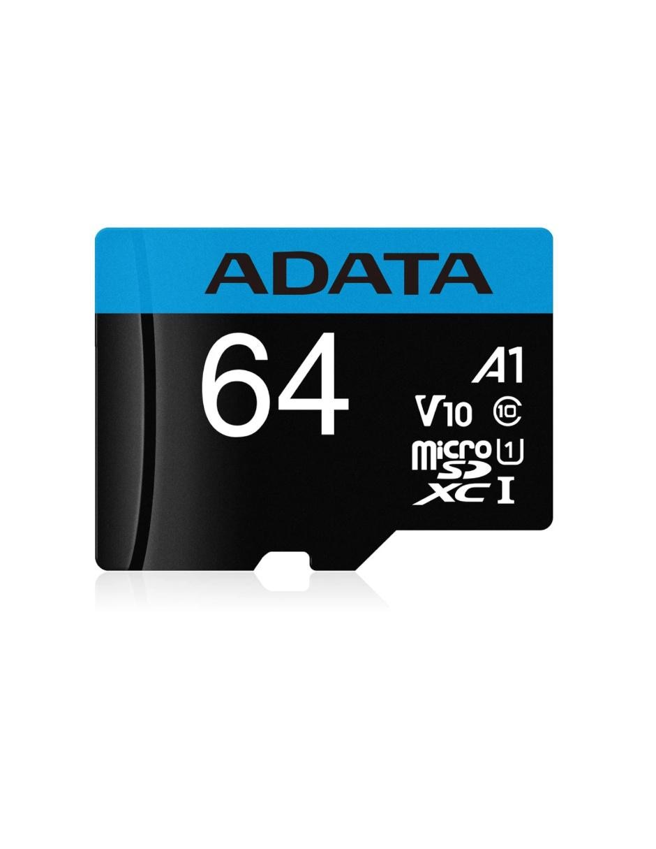 Memoria Micro SDXC 64GB Adata Clase 10 Juegos A1 Videos Full HD V10 AUSDX64GUICL10A1-RA1