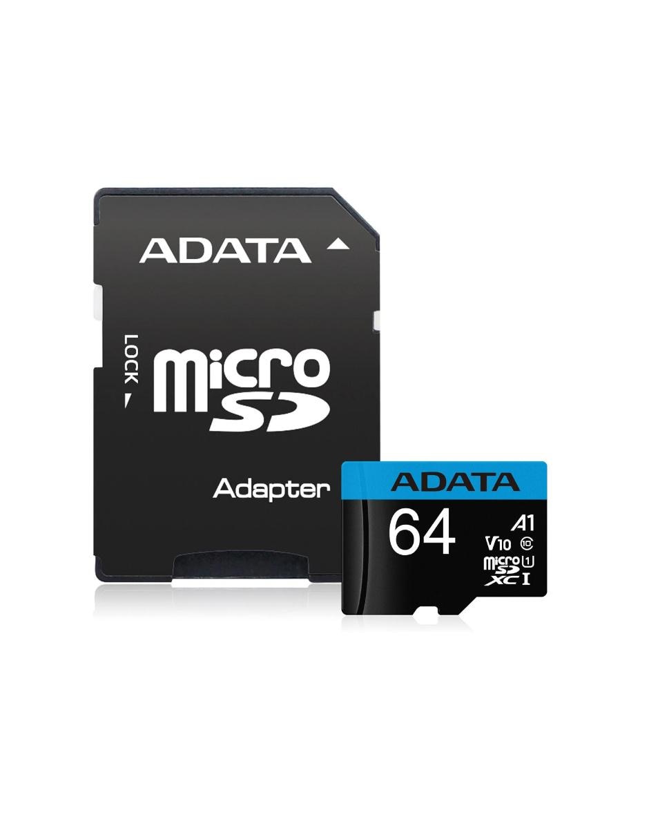 Memoria Micro SDXC 64GB Adata Clase 10 Juegos A1 Videos Full HD V10 AUSDX64GUICL10A1-RA1