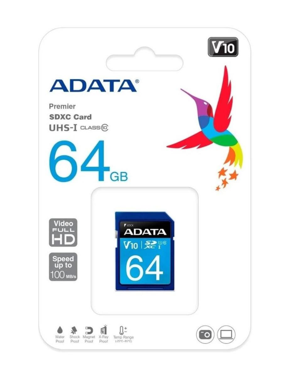 Memoria SD 64GB V10 Clase 10 Video Full HD Cámara DSLR ASDX64GUICL10-R Memoria SD 64GB V10 Clase 10 Video Full HD Cámara DSLR ASDX64GUICL10-R