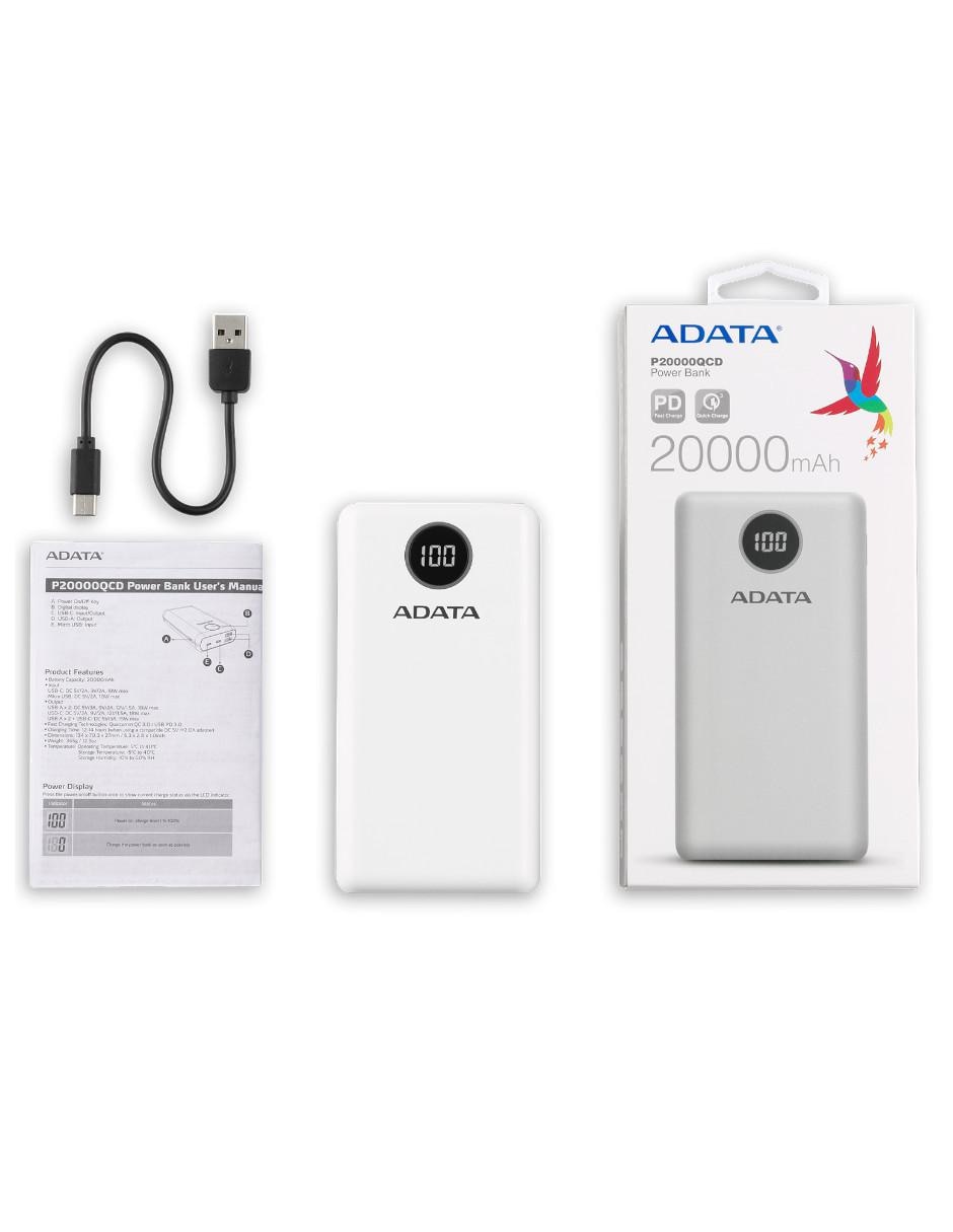 Batería Portátil Tipo C 20000mAh P20000QCD AP20000QCD-DGT-CWH