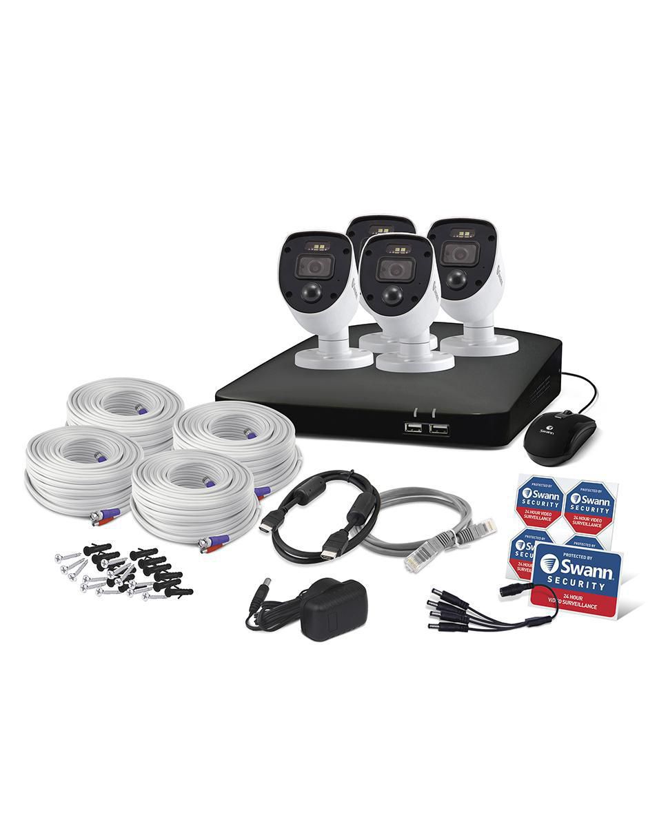 Kit 4 cámaras de seguridad Swann inalámbrica Full HD 90° con capacidad para grabar para interior y exterior