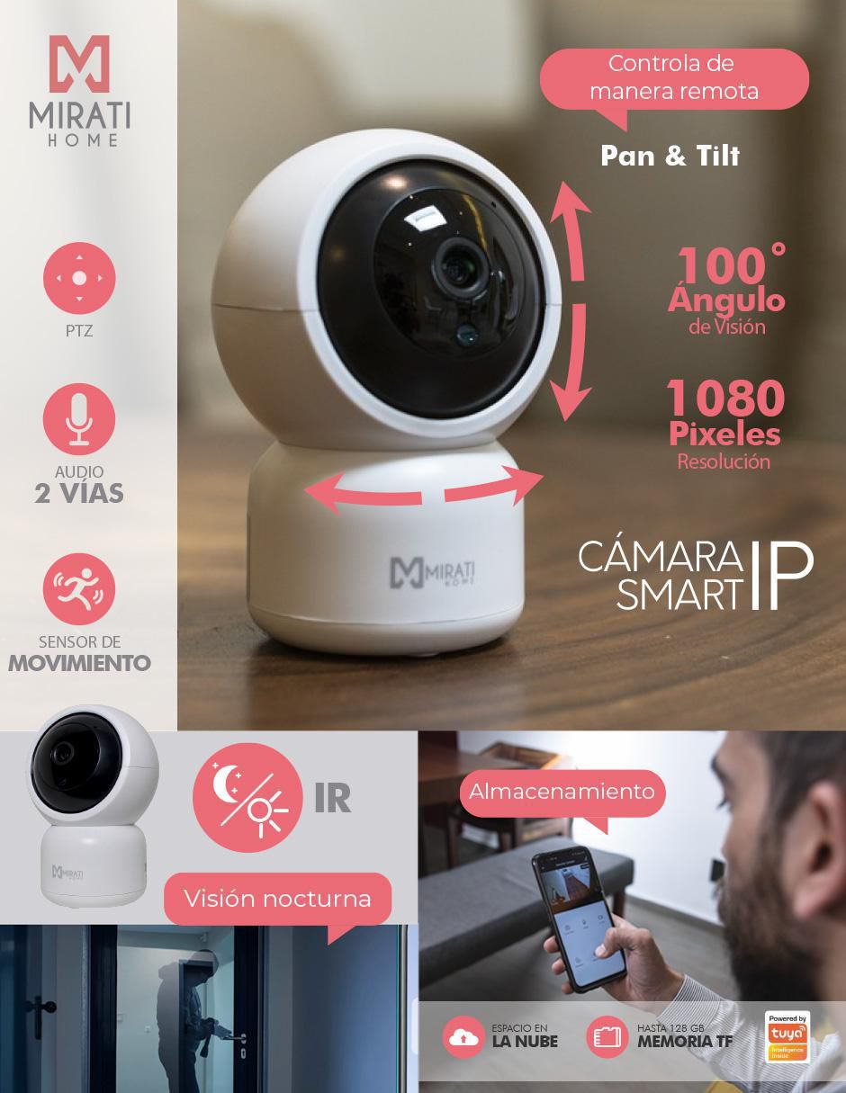 Cámara de seguridad alámbrica Full HD 103° con capacidad para grabar para interior 6