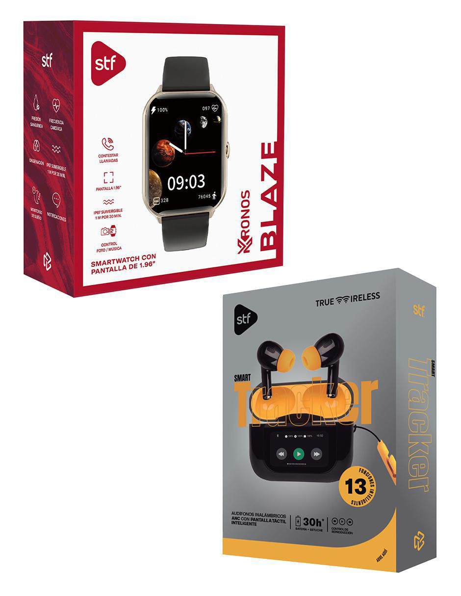 Box set smartwatch Kronos Blaze + audífonos TWS Tracker unisex 6