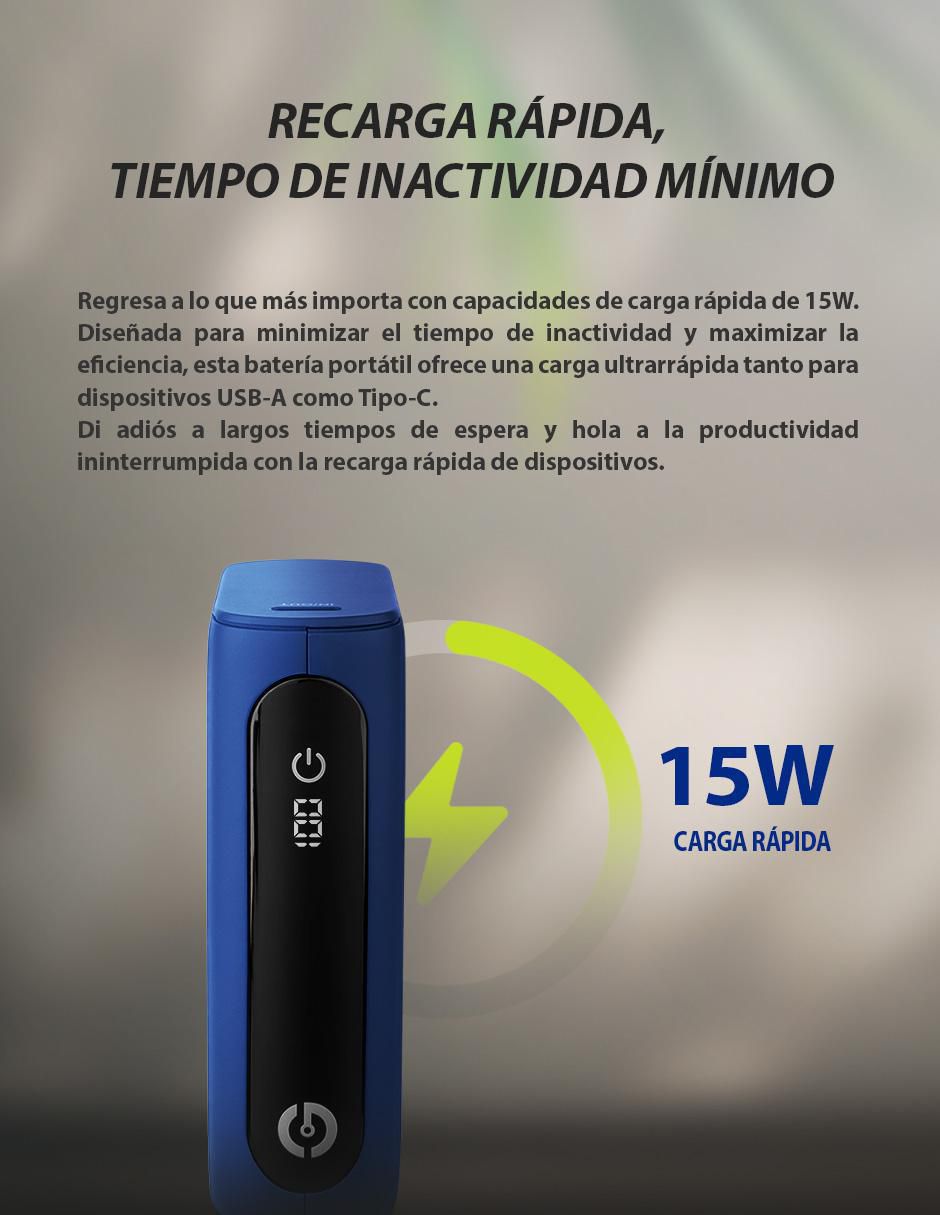 Batería portátil GETTTECH 10000 mAh GBN-M10CL-01_LED