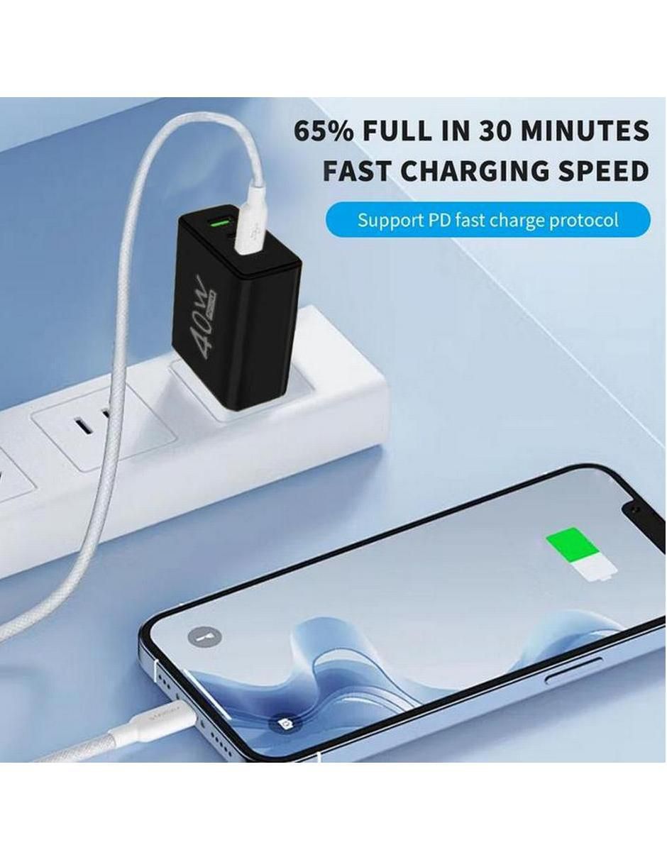 Cargador pared USB tipo A + USB tipo C 2