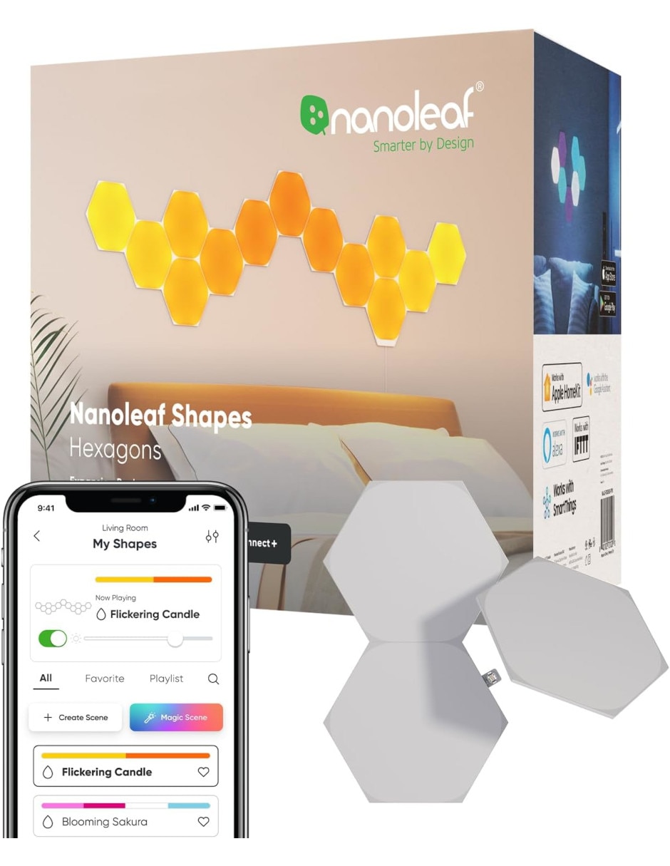 Set expansión de paneles LED smart Shapes Hexagonos 3 piezas NL42-0001HX-3PK 4