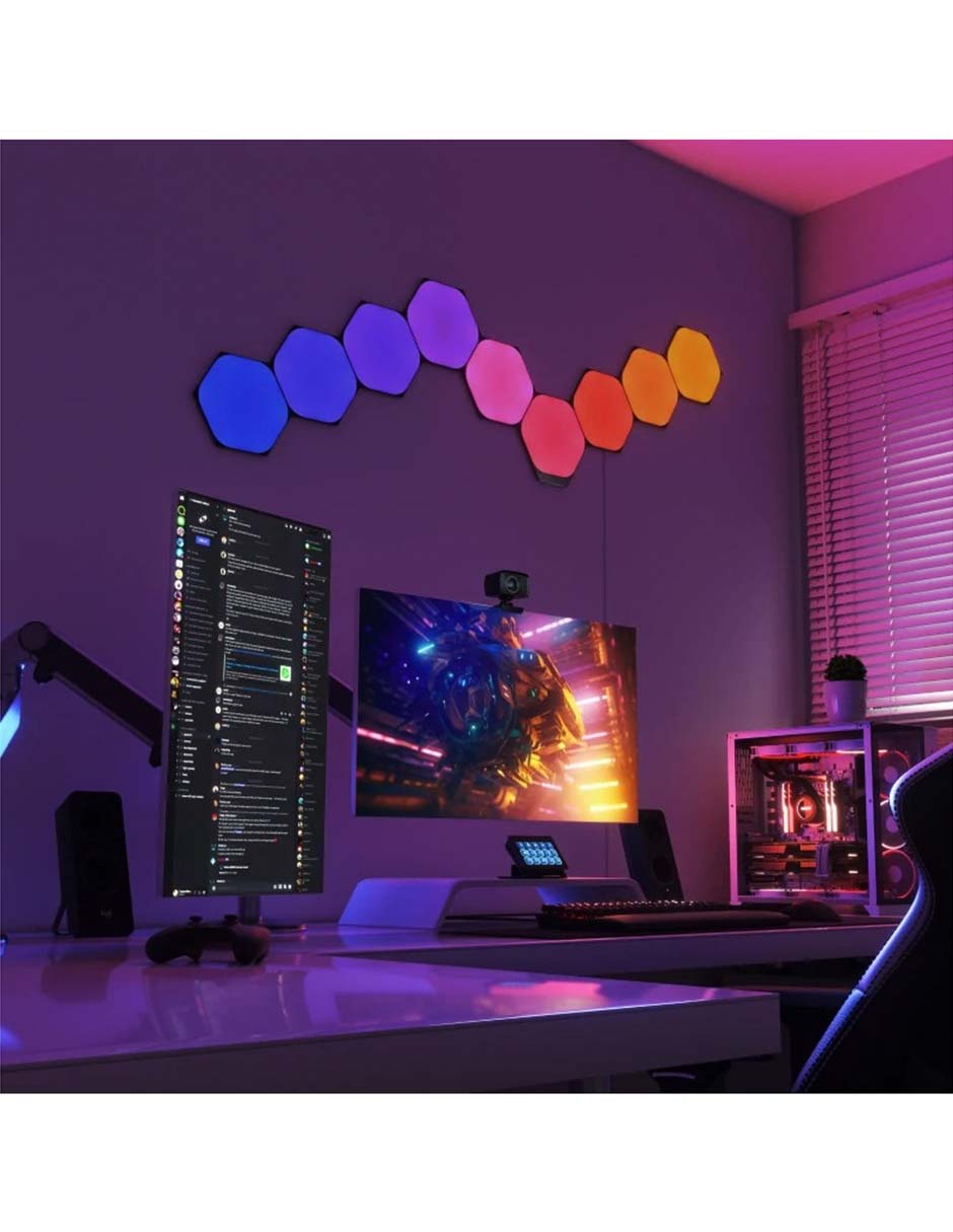 Set de paneles LED smart Shapes Hexagonos 9 piezas NL42-0103HX-9PK 5