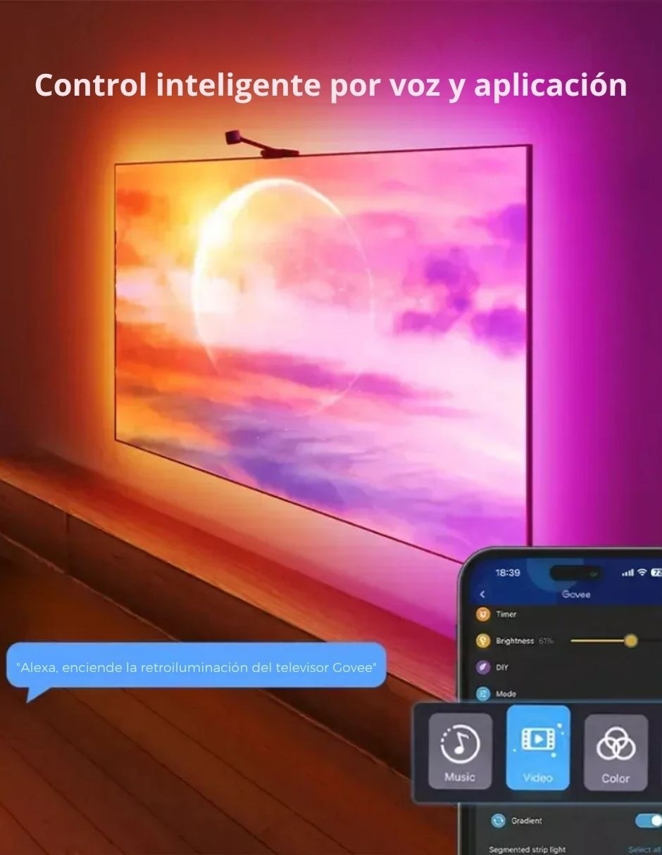 Tira led smart LED retroalimentación para TV BACKLIGHT H6098 con 110 focos 3