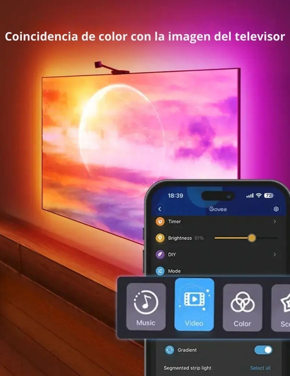 Tira led smart LED retroalimentación para TV BACKLIGHT H6098 con 110 focos 6