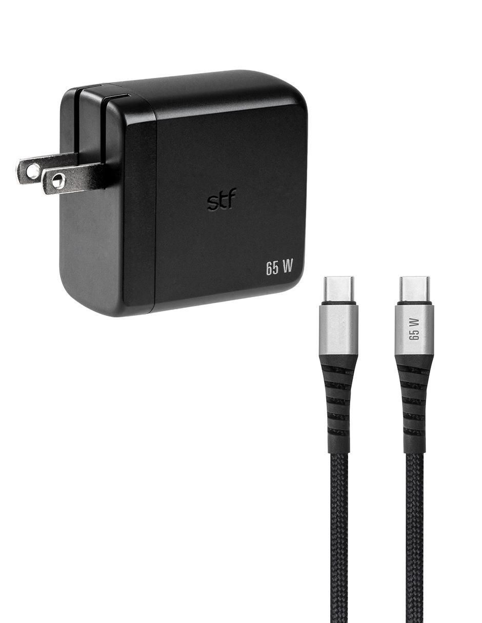 Cargador pared STF de 65 W USB + USB tipo C Carga Ultra Rápida Gan Trenzado