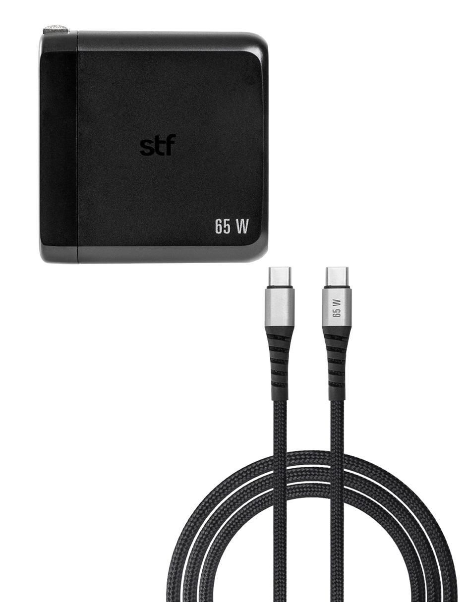 Cargador pared STF de 65 W USB + USB tipo C Carga Ultra Rápida Gan Trenzado