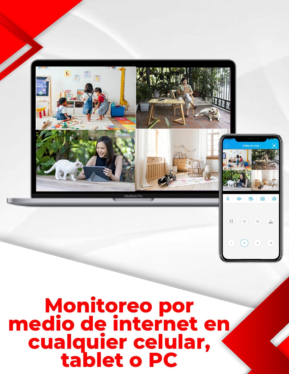 Cámara de seguridad Alámbrica 2K 70° con capacidad de grabar y visión nocturna para interior y exterior