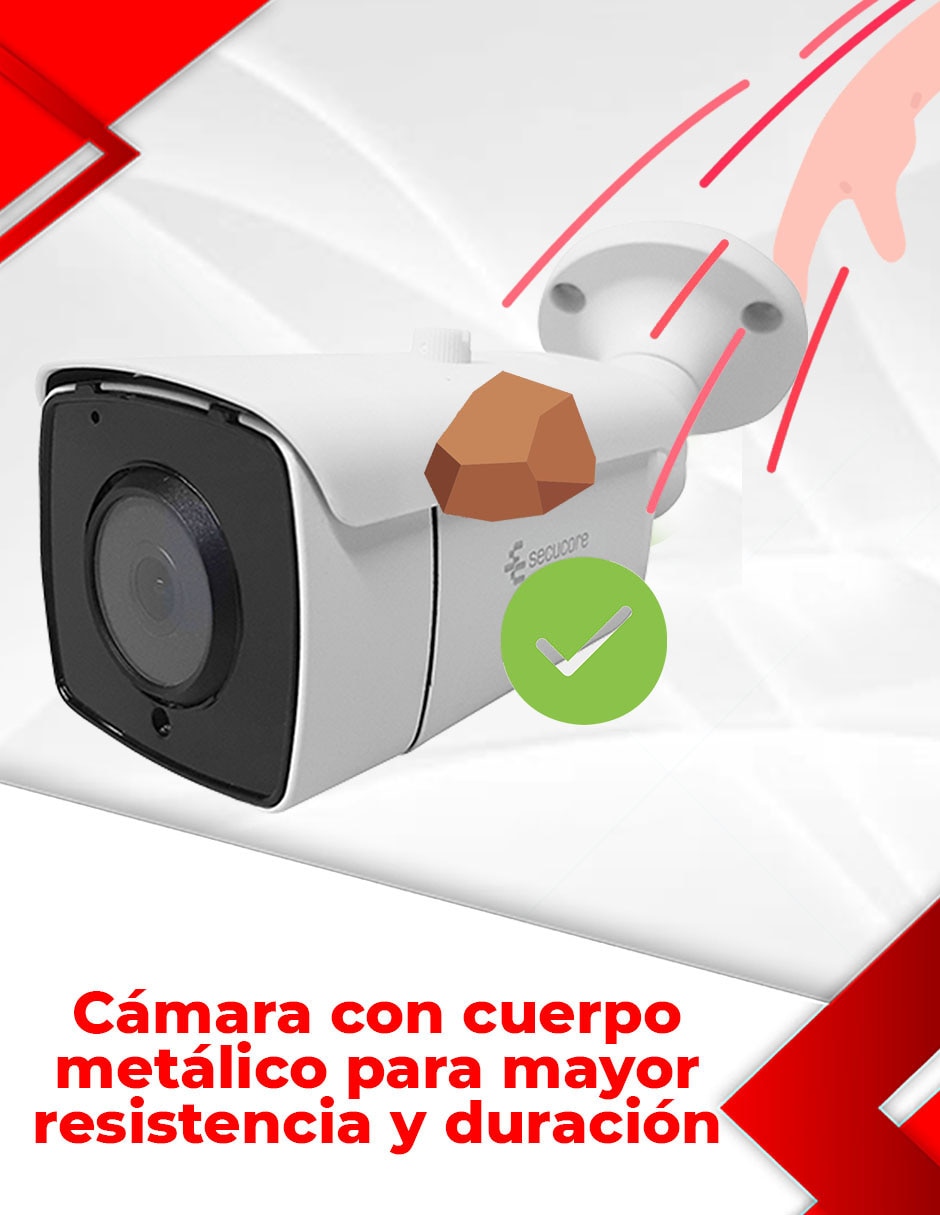Cámara de seguridad Secucore Alámbrica 2K 70° con capacidad de grabar y visión nocturna para interior y exterior