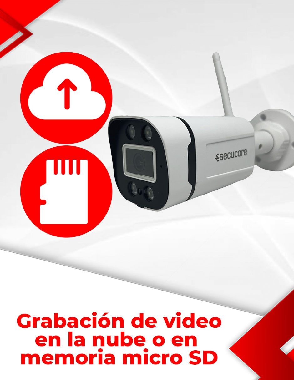 Cámara Wi-Fi de seguridad Secucore Inalámbrica Full HD 70 ?con capacidad de grabar y visión nocturna para interior y exterior