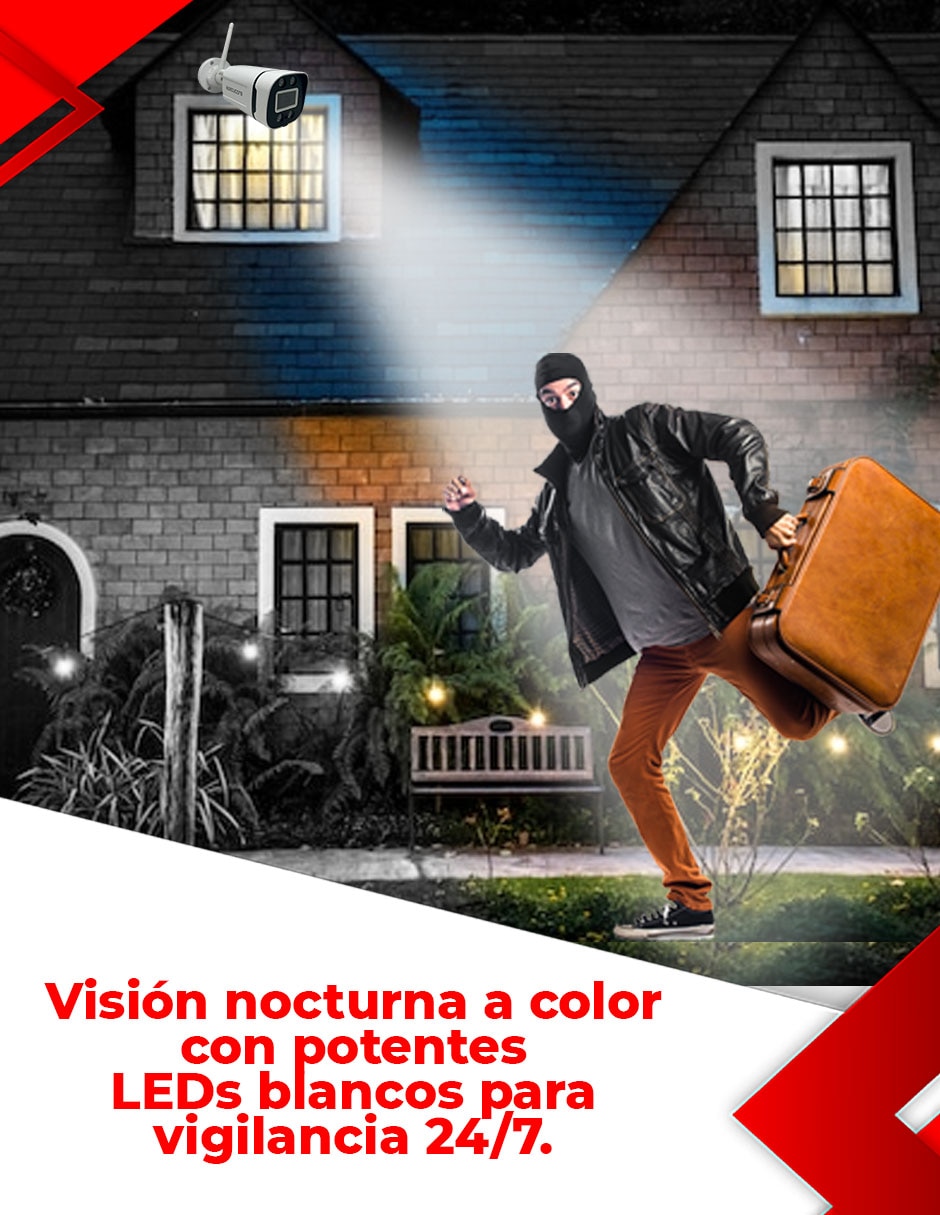 Cámara Wi-Fi de seguridad Secucore Inalámbrica Full HD 70 ?con capacidad de grabar y visión nocturna para interior y exterior
