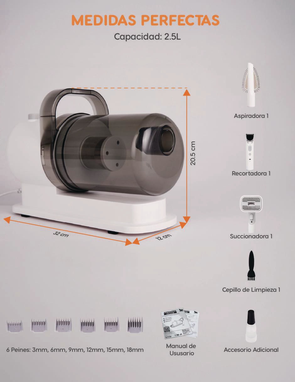 Kit de aseo y aspiradora para mascota de 300 w 8