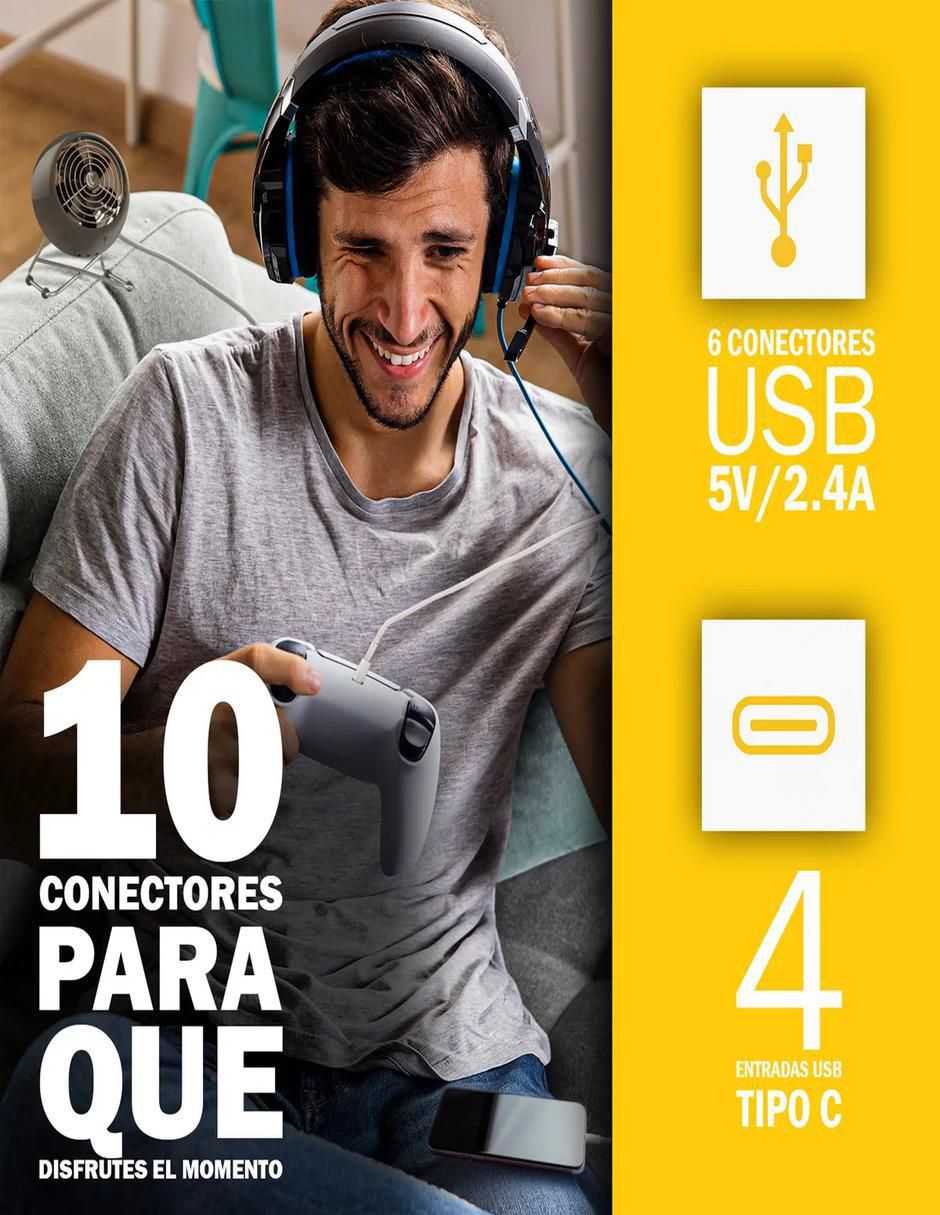 Cargador pared de 50 W USB + USB tipo