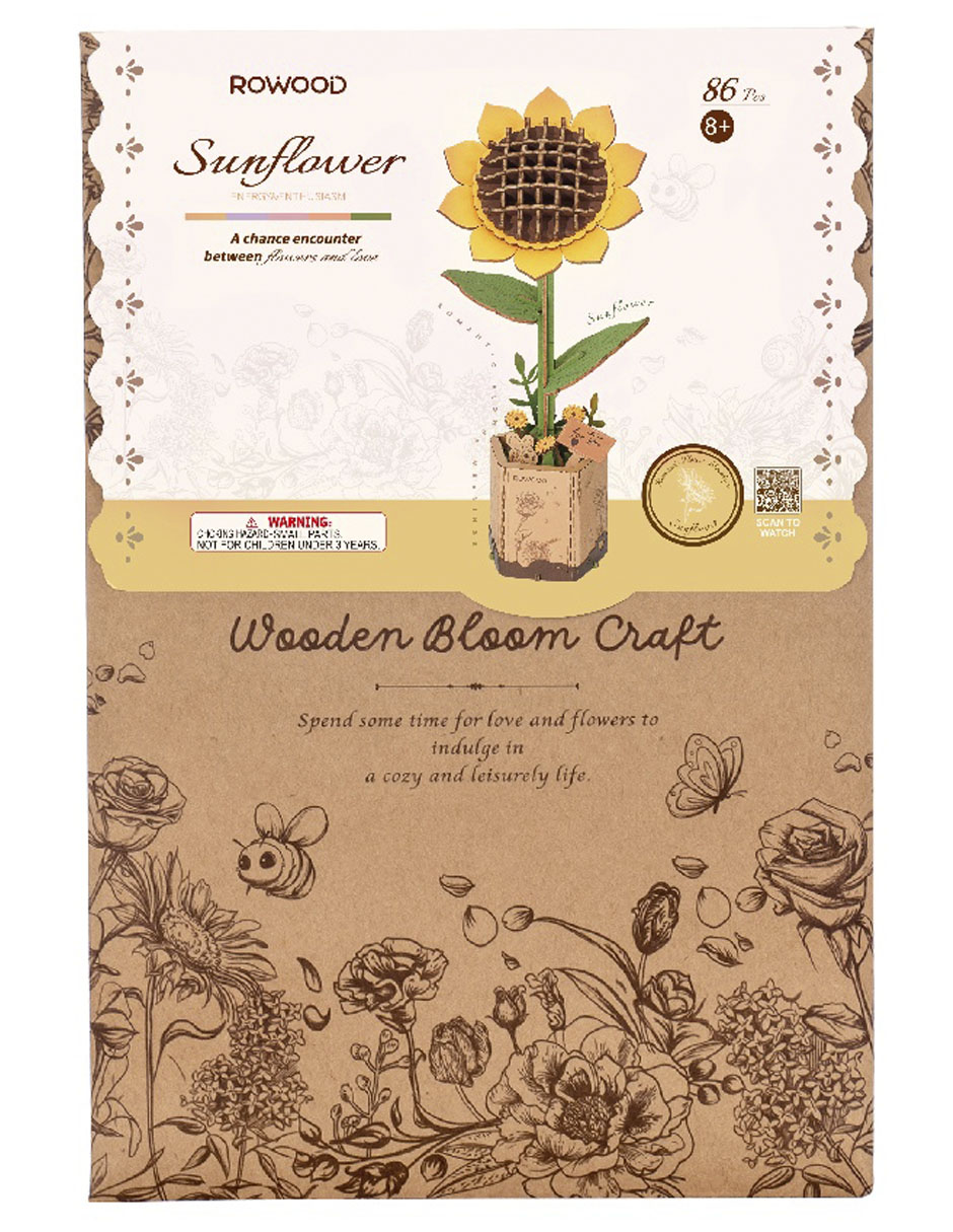 Juguete interactivo rowood sunflower wooden bloom craft 4
