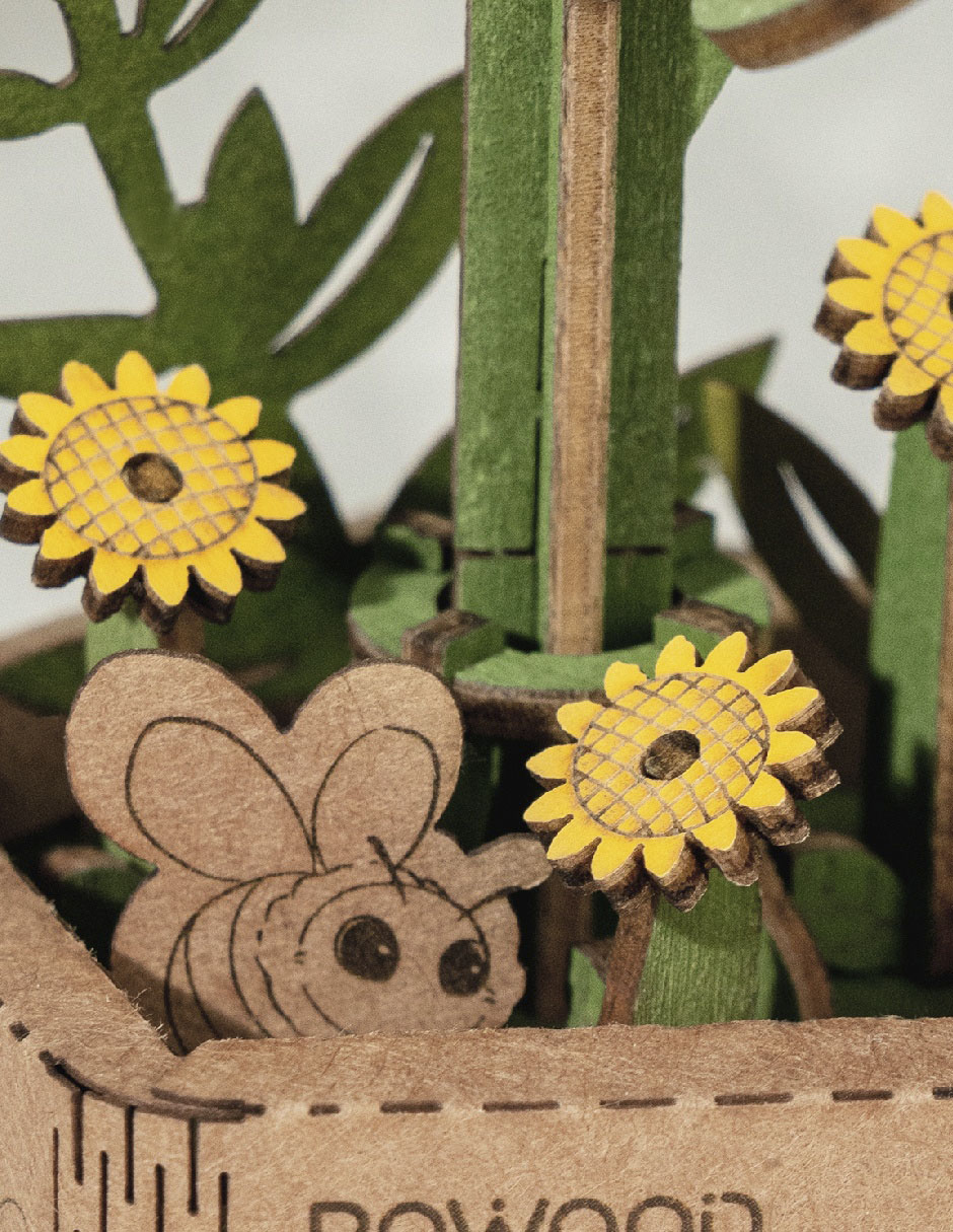Juguete interactivo rowood sunflower wooden bloom craft 2