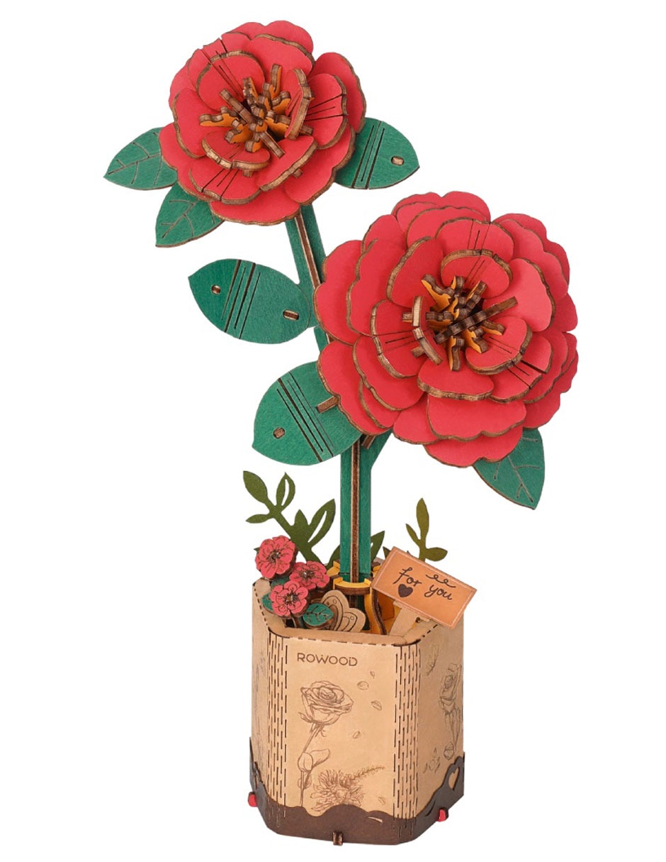 Rompecabezas 3d interactivo floral camelia roja 113 piezas Rompecabezas 3d interactivo floral camelia roja 113 piezas
