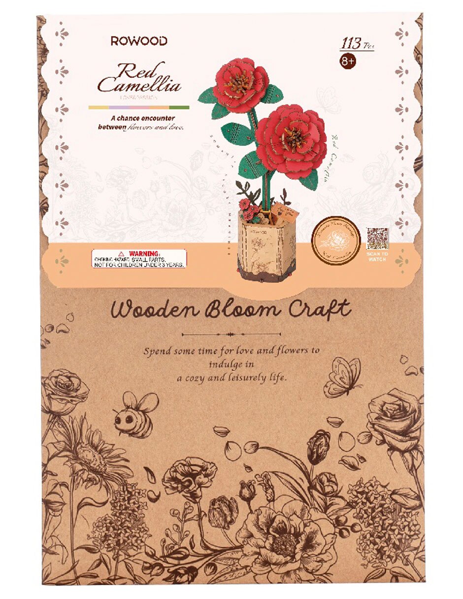 Rompecabezas 3d interactivo floral camelia roja 113 piezas 2