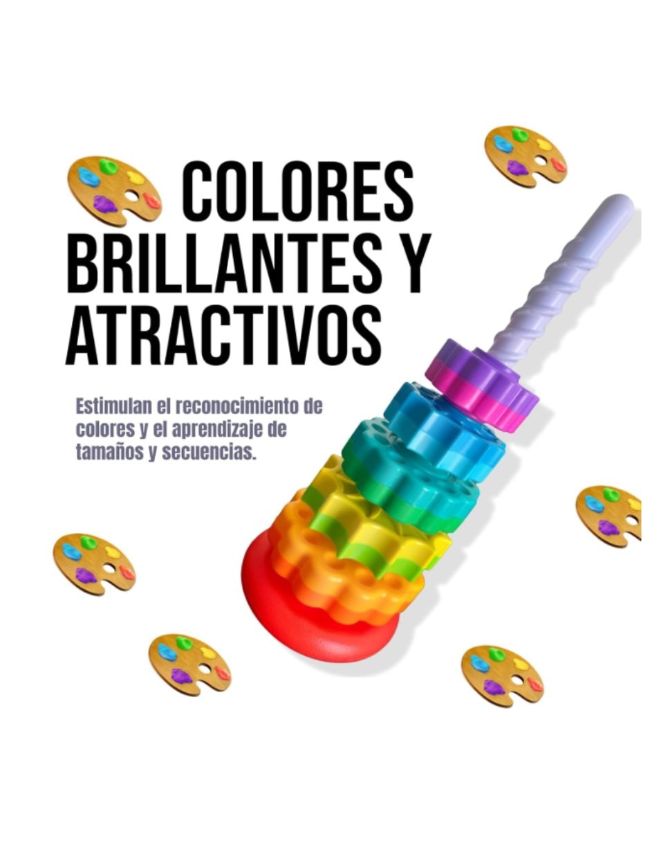 Juguete interactivo Lackbox torre apilable Arcoíris Montessori 2