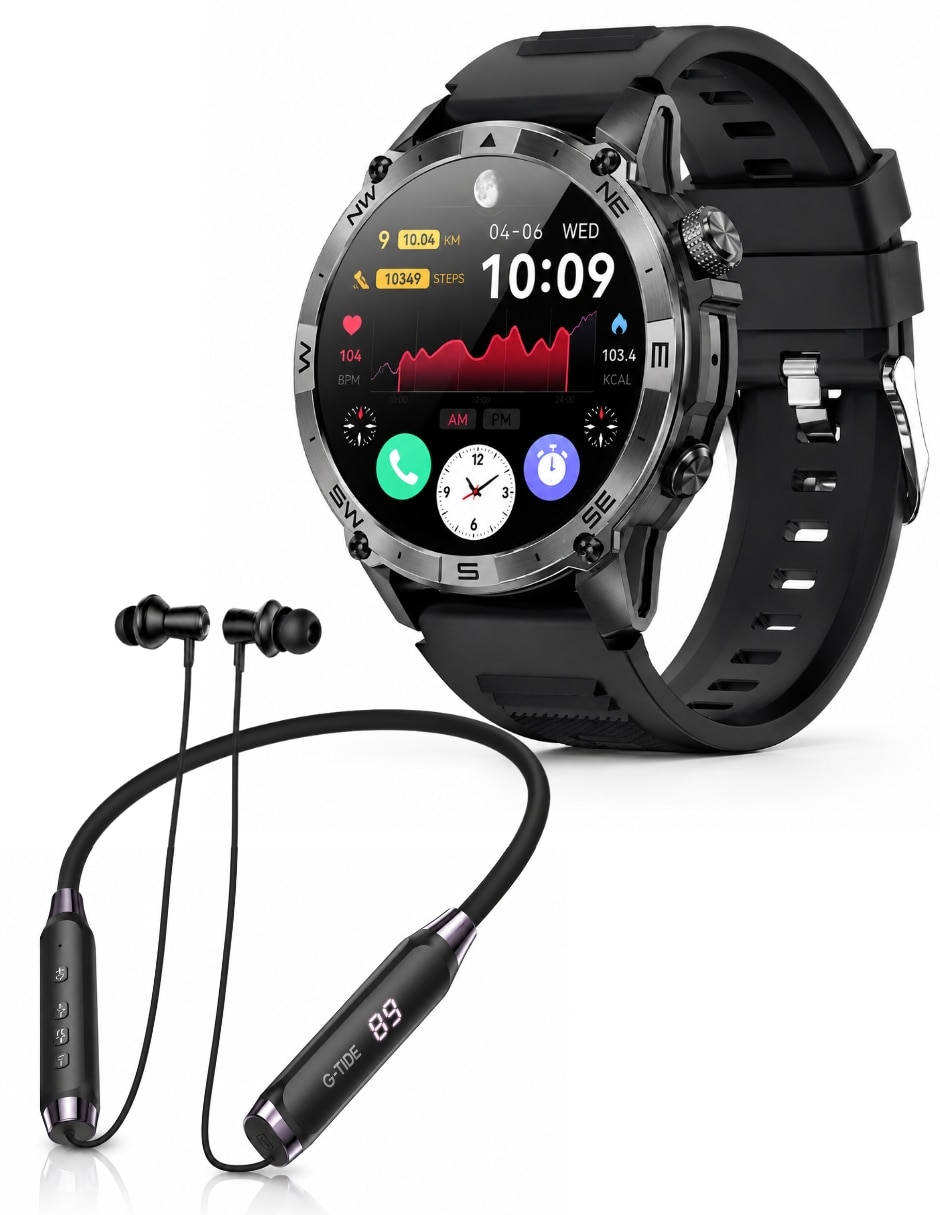 Set Smartwatch R6 Pro con audífonos EG22 para hombre con Gps Set Smartwatch R6 Pro con audífonos EG22 para hombre con Gps