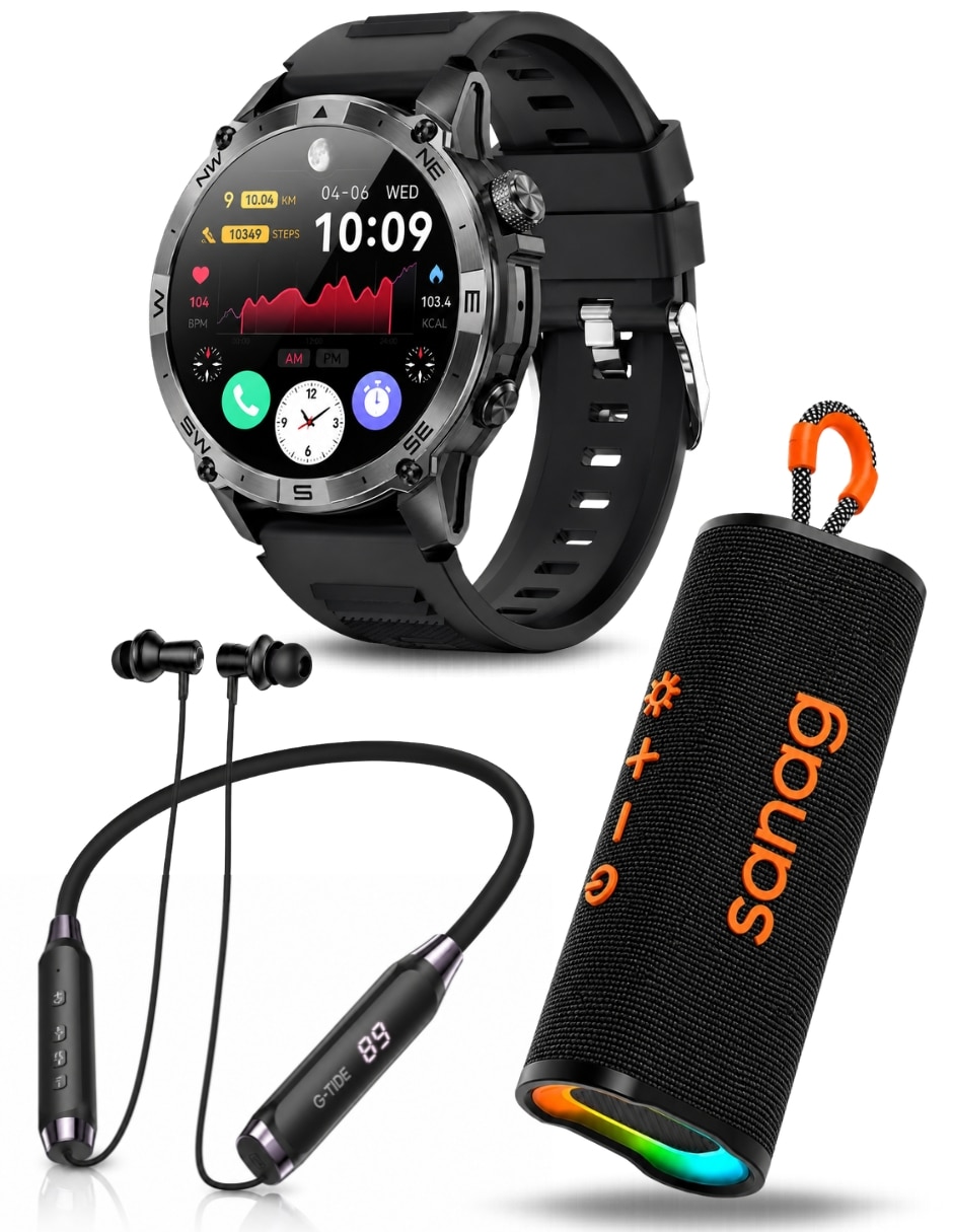 Kit Smartwatch R6 Pro con audífonos EG22 y bocina sanag M15 Gps integrado