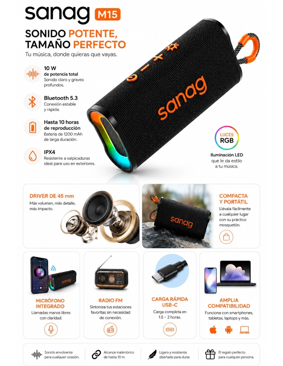Kit Smartwatch R6 Pro con audífonos EG22 y bocina sanag M15 Gps integrado 9