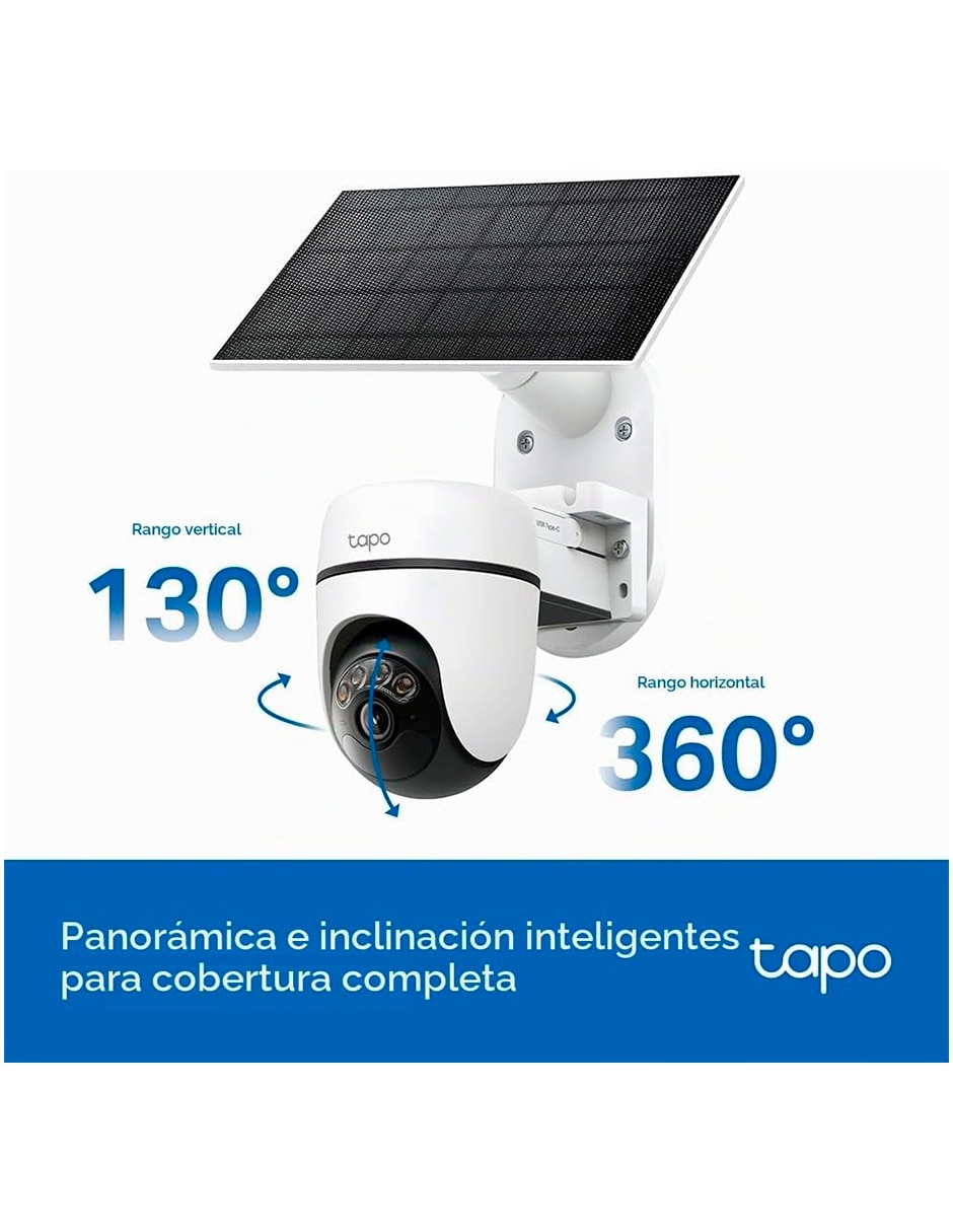 Cámara solar de seguridad modelo C610 KIT inalámbrica 2K 360° con capacidad de grabar para exterior